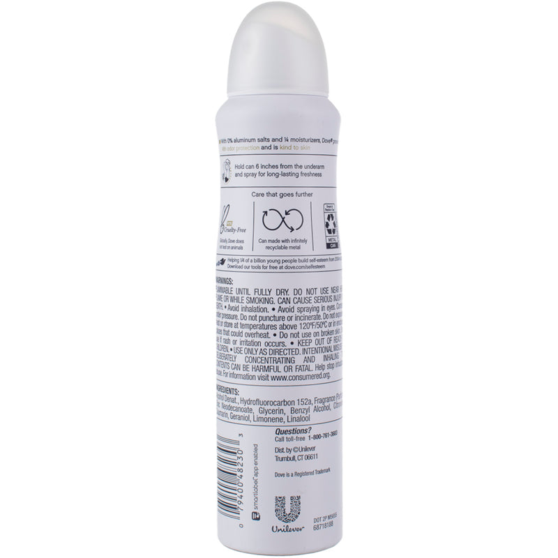Dove 0% Aluminum Deodorant Spray Pomegranate & Lemon Verbena Aluminum Free 4 Oz