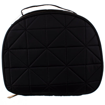 Conair Modella Quilted Round Train Case Cosmetic Bag, Black