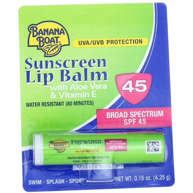 Banana Boat Sunscreen Lip Balm with Aloe Vera & Vitamin E, SPF45