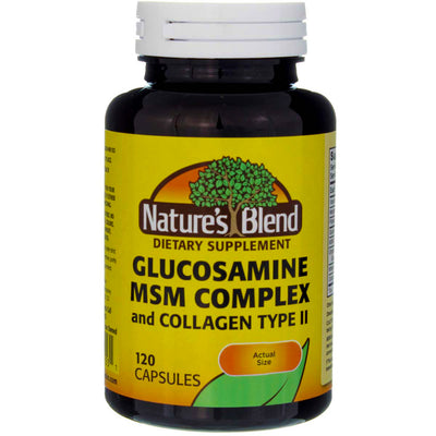 Nature's Blend Glucosamine MSM Complex + Collagen Type II Capsules, 120 Ct