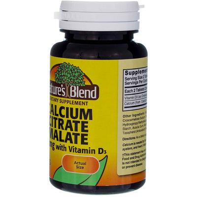 Nature's Blend Calcium Citrate Malate + Vitamin D3 Tablets, 500 mg, 60 Ct