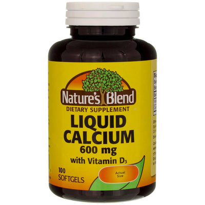 Nature's Blend Liquid Calcium + Vitamin D3 Soft Gels, 600 mg, 100 Ct