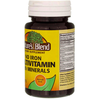 Nature's Blend No Iron Multivitamin with Minerals Tablets, 100 Ct