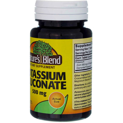 Nature's Blend Potassium Gluconate Tablets, 500 mg, 100 Ct
