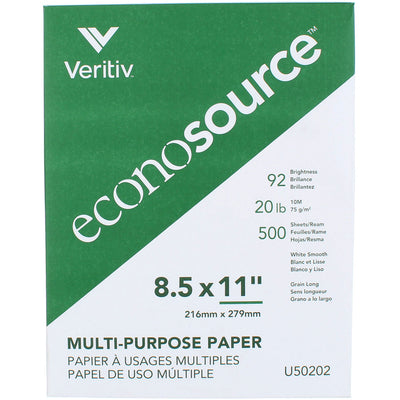 Veritiv Econosource Multi-Purpose Paper, 8.5in X 11in, White, 500 Ct