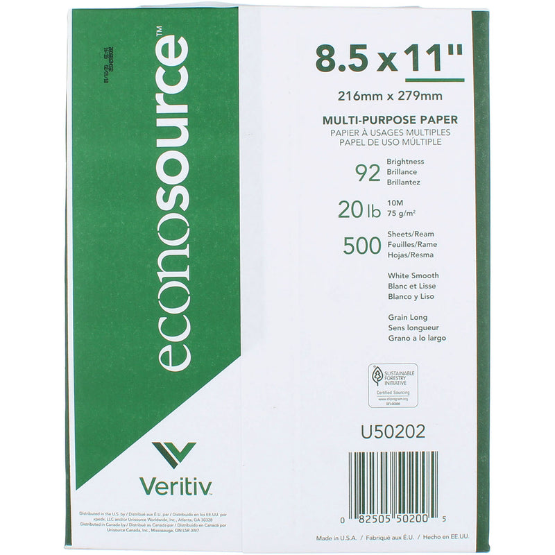 Veritiv Econosource Multi-Purpose Paper, 8.5in X 11in, White, 500 Ct