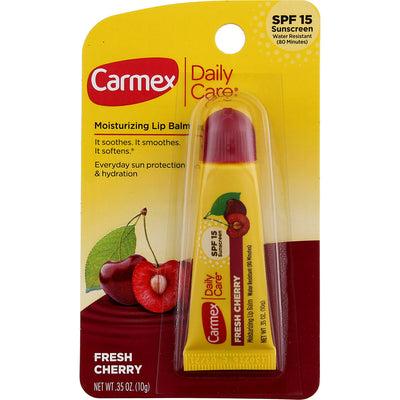 Carmex Daily Care Moisturizing Lip Balm Tube, Fresh Cherry, SPF 15, 0.35 oz
