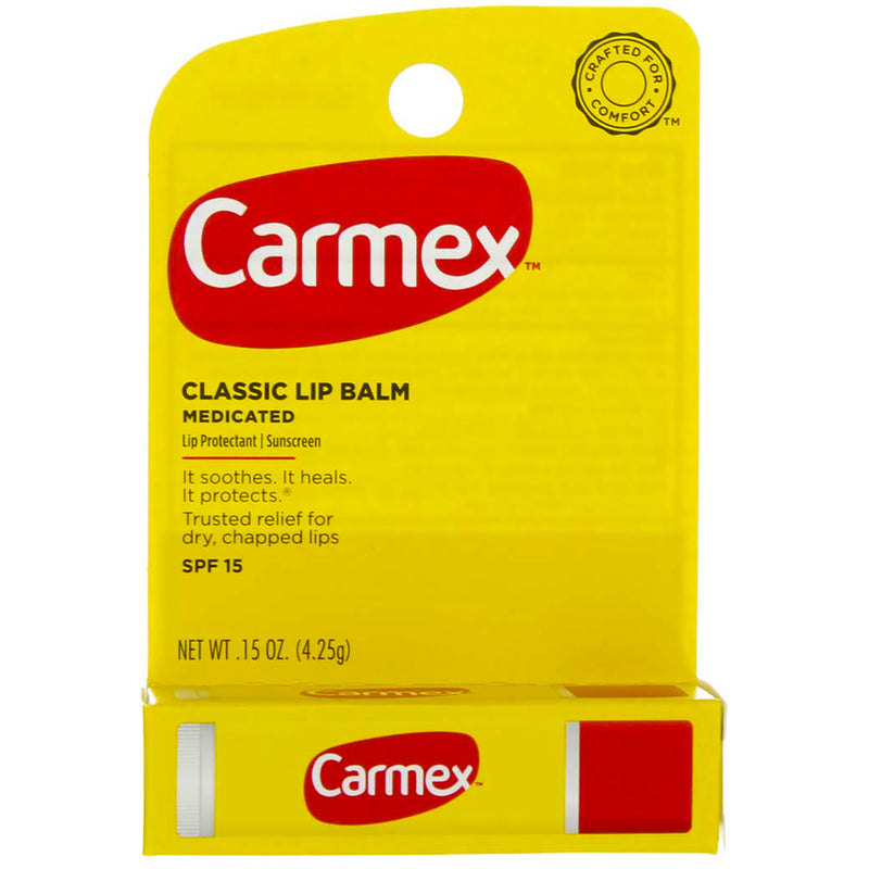 Carmex Classic Medicated Lip Balm Stick, Original, SPF 15, 0.15 oz