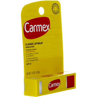Carmex Classic Medicated Lip Balm Stick, Original, SPF 15, 0.15 oz