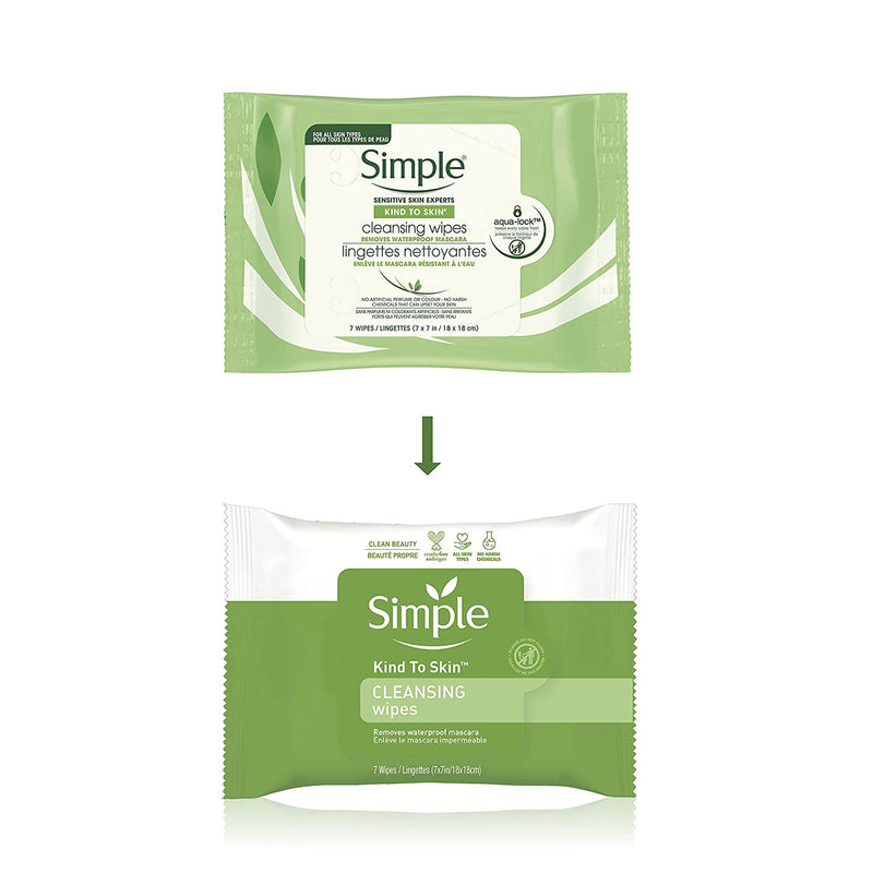 Simple Micellar Cleansing Wipes Kind to Skin Makeup Removal Wipes, 25 Ct