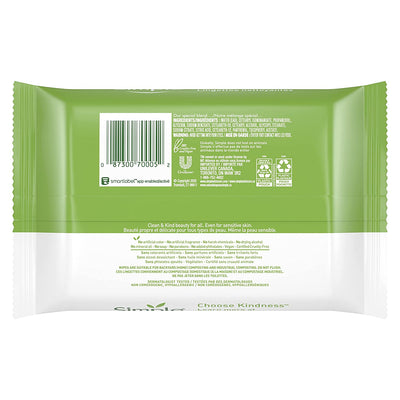 Simple Kind to Skin Cleansing Makeup Removal Wipes, 25 Ct