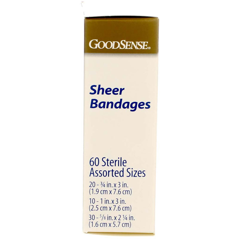 GoodSense Sheer Bandages, Assorted Sizes, 60 Ct