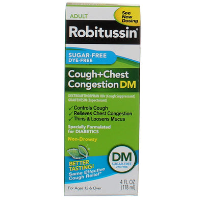 Robitussin Sugar Free & Dye Free Cough + Chest Congestion, 4 fl oz
