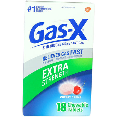 Gas-X Extra Strength Gas Relief Chewable Tablets, Cherry Creme, 18 Ct