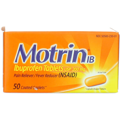 Motrin IB Ibuprofen Coated Caplets, 200 mg, 50 Ct