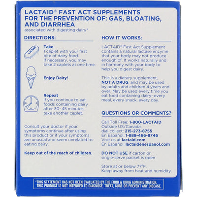 Lactaid Fast Act Lactase Enzyme Supplement Caplets, 32 Ct