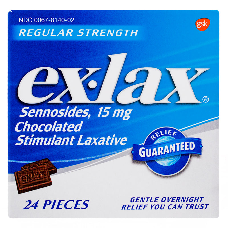 Ex-Lax Regular Strength Stimulant Laxative Chocolate Pieces, 15 mg, 24 Ct