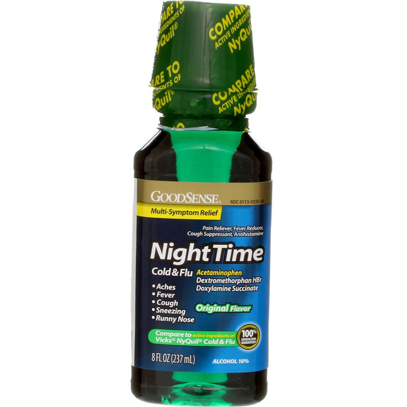 GoodSense Acetaminophen Nighttime Cold & Flu Relief Liquid, Original, 8 fl oz