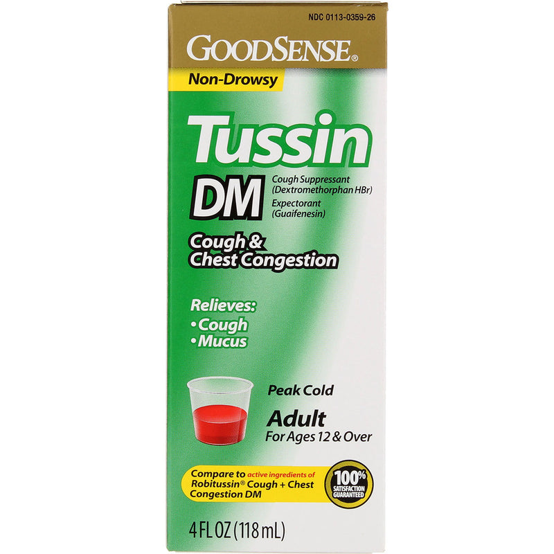 GoodSense Tussin DM Cough & Chest Congestion Cough Suppressant Liquid, 4 fl oz