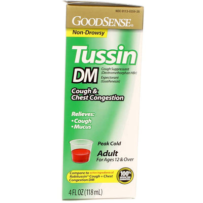 GoodSense Tussin DM Cough & Chest Congestion Cough Suppressant Liquid, 4 fl oz