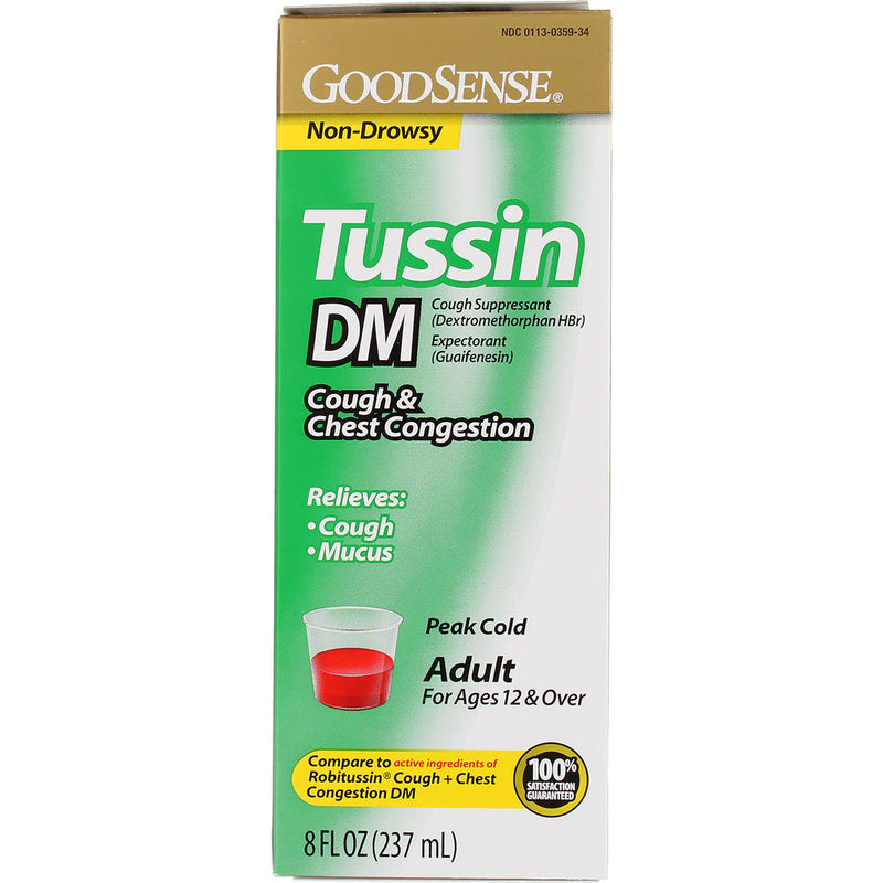 GoodSense Tussin DM Cough & Chest Congestion Cough Suppressant Liquid, 8 fl oz