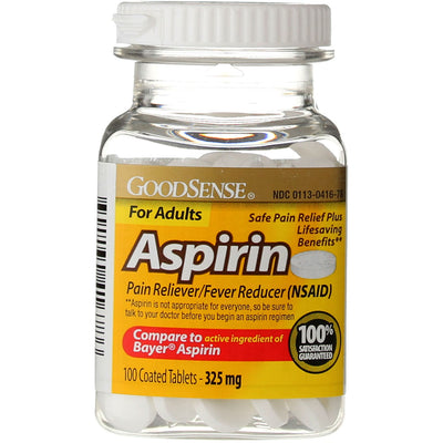 GoodSense Aspirin Pain Reliever Coated Tablets, 325 mg, 100 Ct