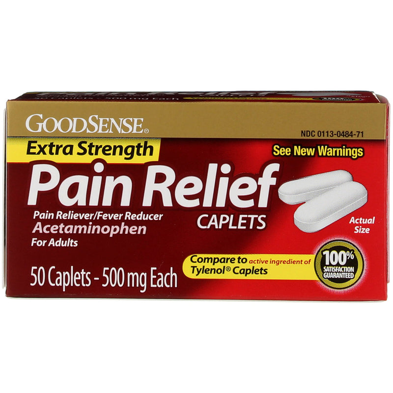 GoodSense Acetaminophen Extra Strength Pain Reliever Caplets, 500 mg, 50 Ct