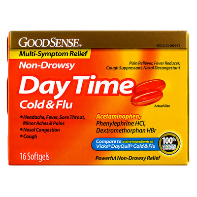 GoodSense Day Time Acetaminophen Softgels Cold & Flu Softgels, 16 Ct 1.5 oz