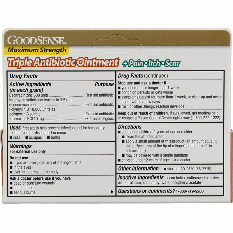 GoodSense Triple Antibiotic First Aid Ointment, Maximum Strength, 0.5 oz