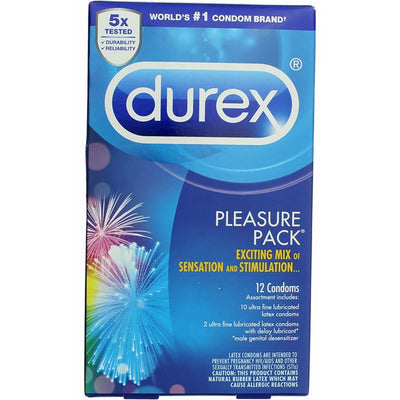 Durex Pleasure Pack Pleasure Pack Latex Condoms, 12 Ct