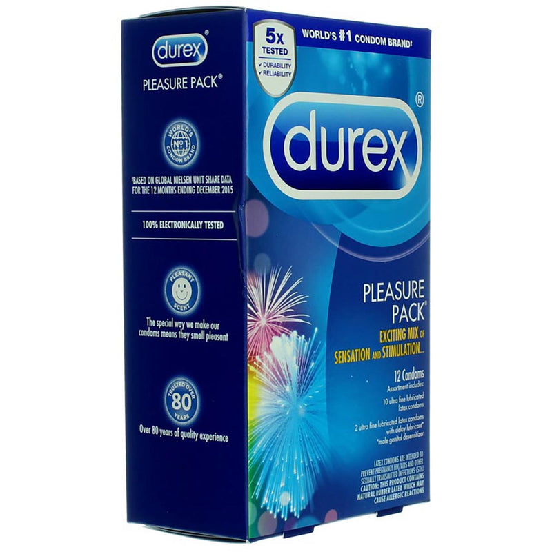 Durex Pleasure Pack Pleasure Pack Latex Condoms, 12 Ct