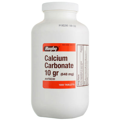 Rugby Antacid Calcium Carbonate, 648, 1000 Ct