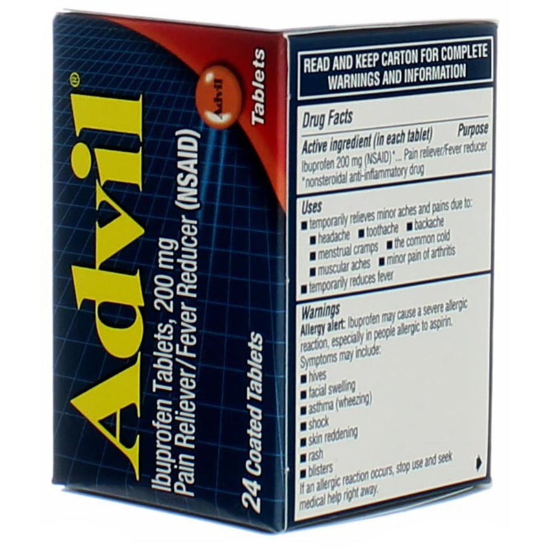Advil Coated Caplets Ibuprofen Coated Tablets, 200 mg, 24 Ct 1.1 oz