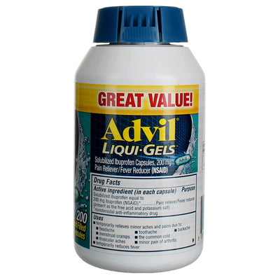 Advil Liqui-Gels Solubilized Capsule Ibuprofen, 200 mg, 200 Ct
