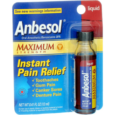 Anbesol Maximum Strength Instant Pain Relief Liquid, 0.41 fl oz
