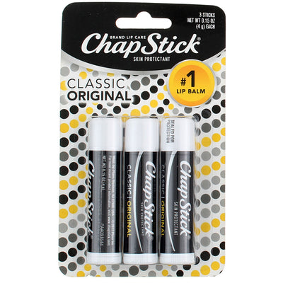 Chapstick Classic Lip Balm, Classic Original, 3 Ct, 0.15 oz