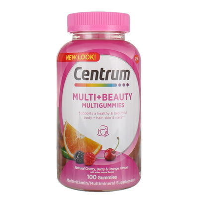 Centrum Multi Plus Beauty Women's Multivitamin Gummies, Fruit Flavors, 100 Ct