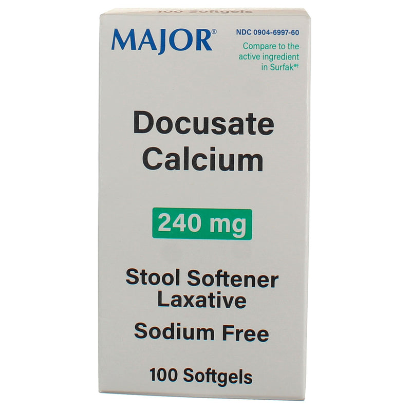 Major Docusate Calcium Stool Softener Laxative, 100 Ct