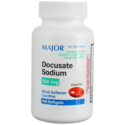 Major Docusate Sodium Stool Softener Laxative Softgels, 100 Ct