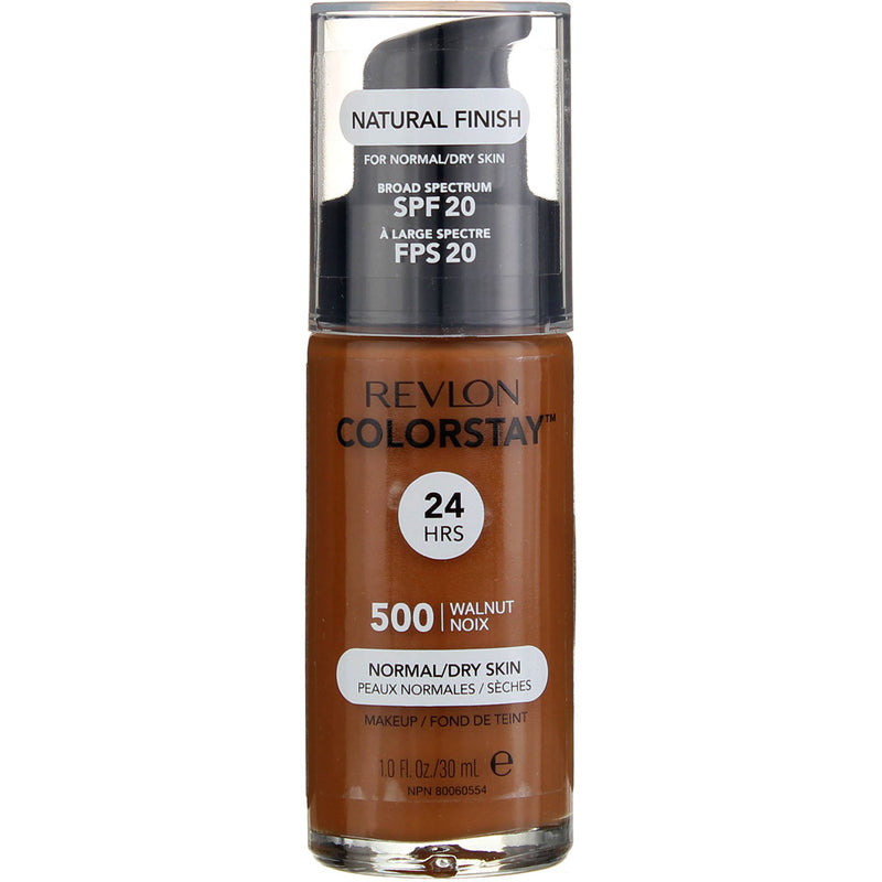 Revlon ColorStay Makeup Foundation For Normal Dry Skin, Walnut 500, SPF 20, 1 fl oz