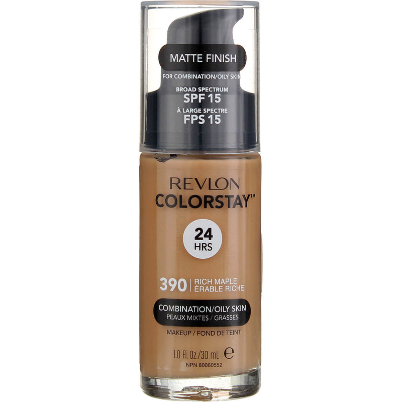 Revlon ColorStay Makeup Foundation For Combination Oily Skin, Rich Maple 390, SPF 15, 1 fl oz