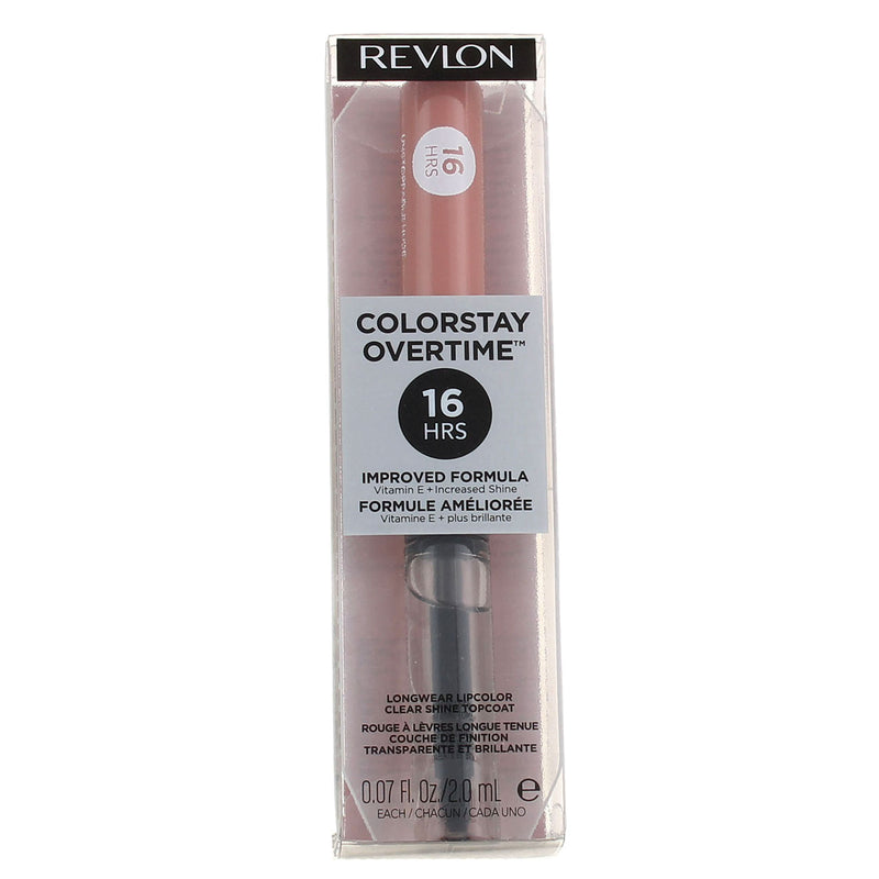 Liquid Lipstick with Clear Lip Gloss by Revlon, ColorStay Overtime Lipcolor, Dual Ended with Vitamin E in Nudes & Browns, 540 Unstoppable Nude, 0.07 Oz