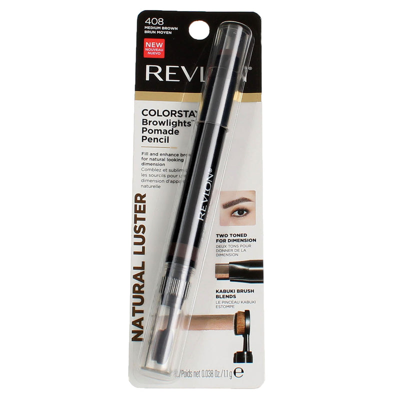 Revlon ColorStay Eyebrow Pomade Pencil, Medium Brown 408, 0.038 oz