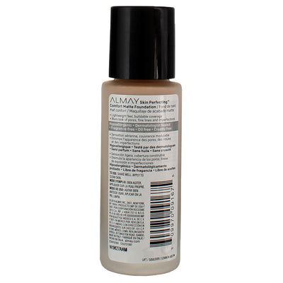 Almay Skin Perfecting Oil Free Comfort Matte Foundation, Cool Ivory 100, 1 fl oz