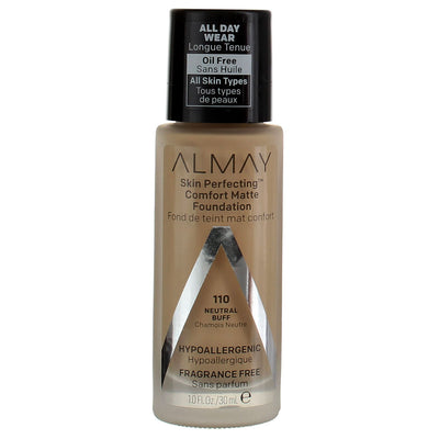 Almay Skin Perfecting Oil Free Comfort Matte Foundation, Neutral Buff 110, 1 fl oz