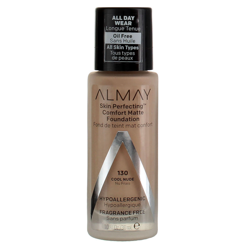 Almay Skin Perfecting Oil Free Comfort Matte Foundation, Cool Nude 130, 1 fl oz