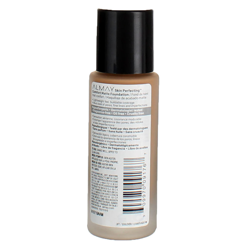Almay Skin Perfecting Oil Free Comfort Matte Foundation, Neutral Toasted Almond 190, 1 fl oz