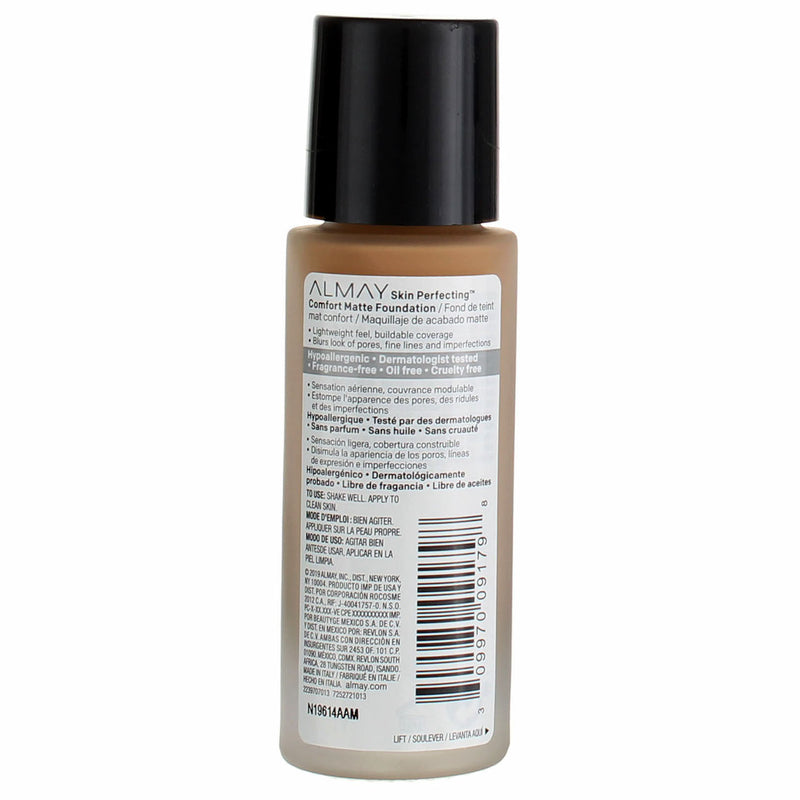 Almay Skin Perfecting Oil Free Comfort Matte Foundation, Warm Cashew 220, 1 fl oz