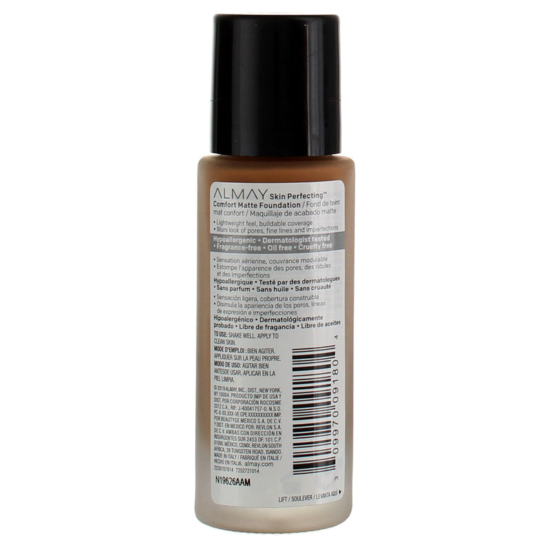 Almay Skin Perfecting Oil Free Comfort Matte Foundation, Warm Caramel 230, 1 fl oz
