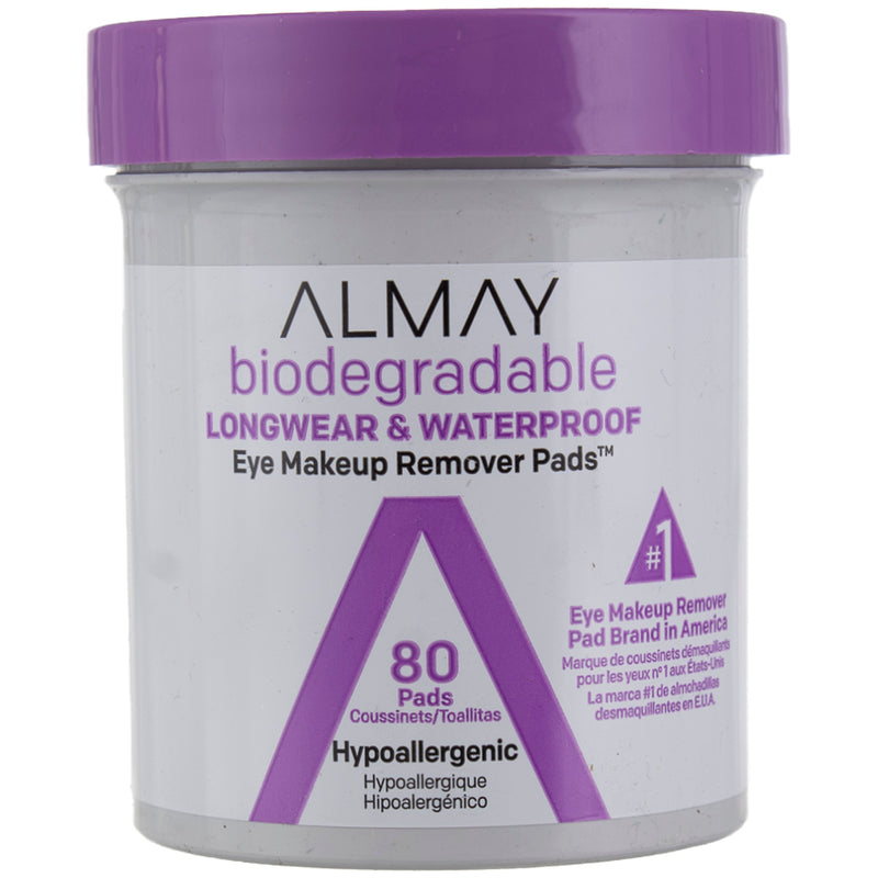 Almay Biodegradable Long Wear And Waterproof Eye Makeup Remover Pads, 80 Ct